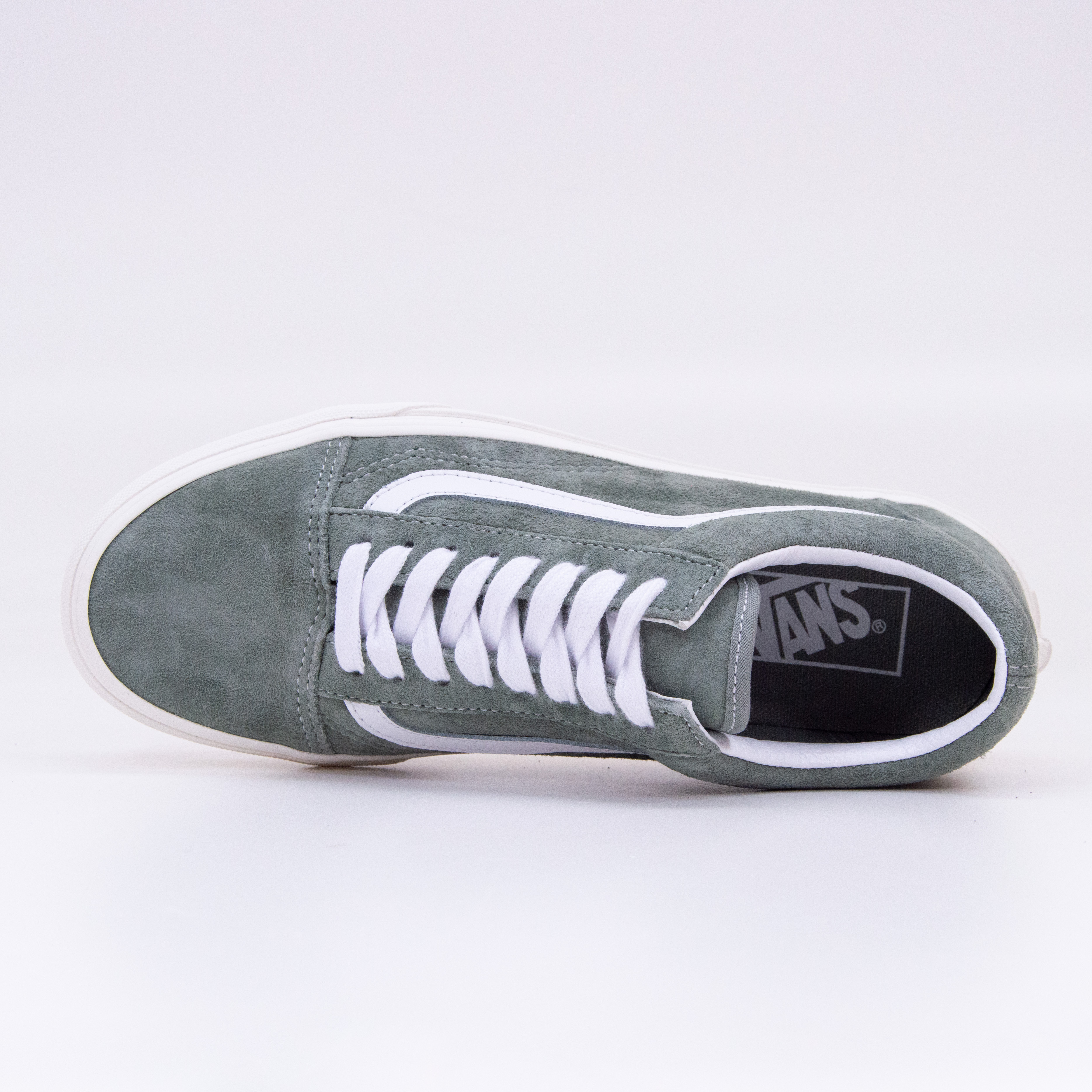 Vans old skool stormy grey 2024 & white pig suede skate shoes